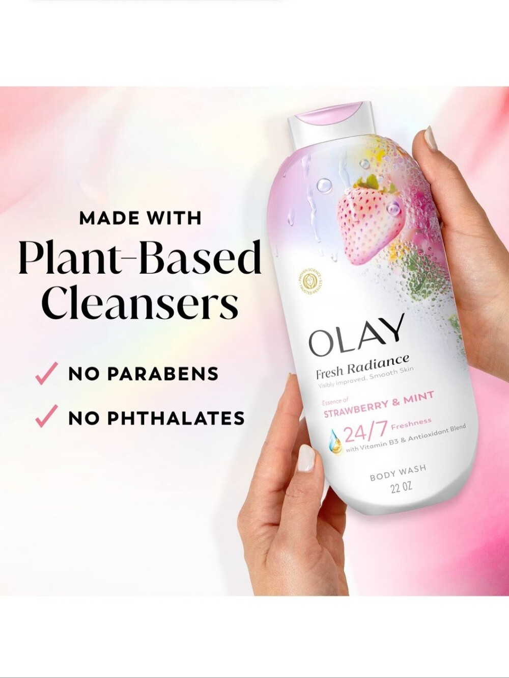 Olay Fresh Radiance Body Wash Strawberry & Mint 22 Ounce Large Bottle Skincare - Picture 2 of 3